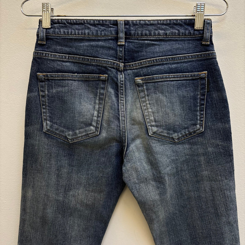 SS18 Yves Saint Laurent Acid Wash Distressed Zip Jeans