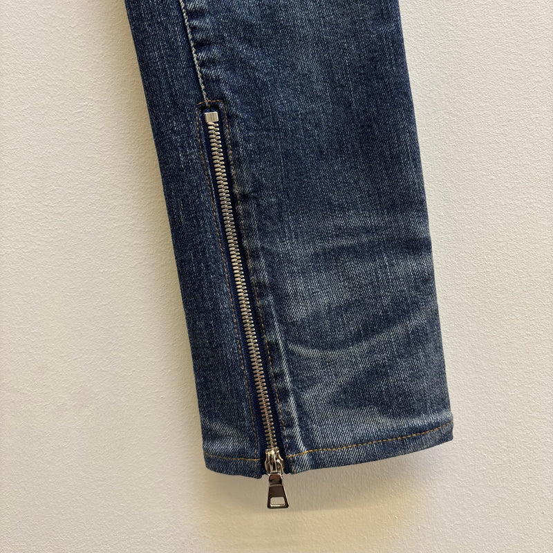 SS18 Yves Saint Laurent Acid Wash Distressed Zip Jeans