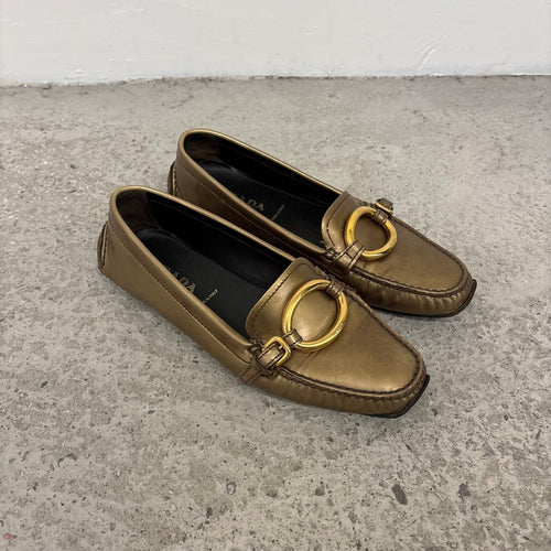 90s Prada Gold Ring Loafers
