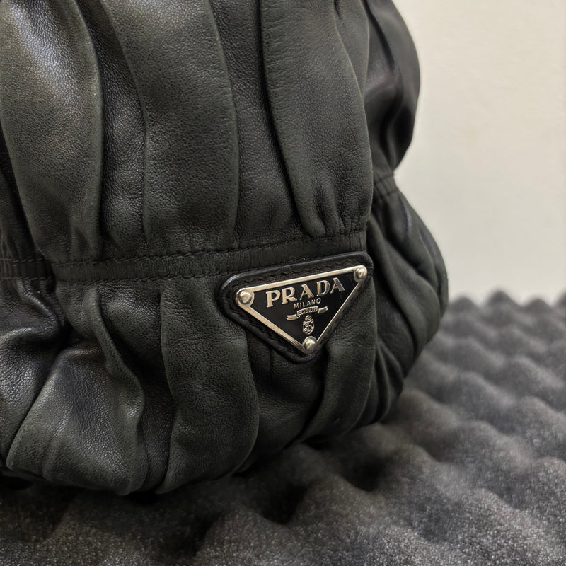 Prada Gaufre Leather Shoulder Hobo Bag