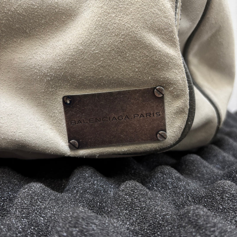 FW14 Balenciaga Suede Dual Pocket Duffle Bag