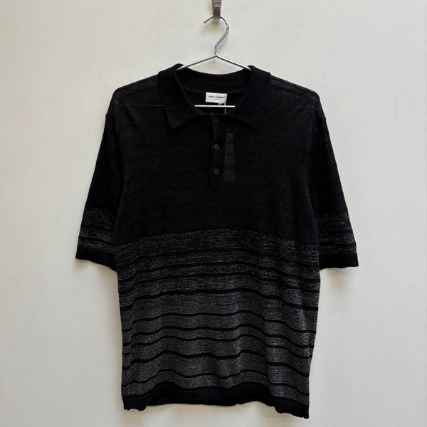 FW18 Saint Laurent Paris Striped Knit Polo