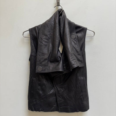 Grai Drape Neck Leather Vest