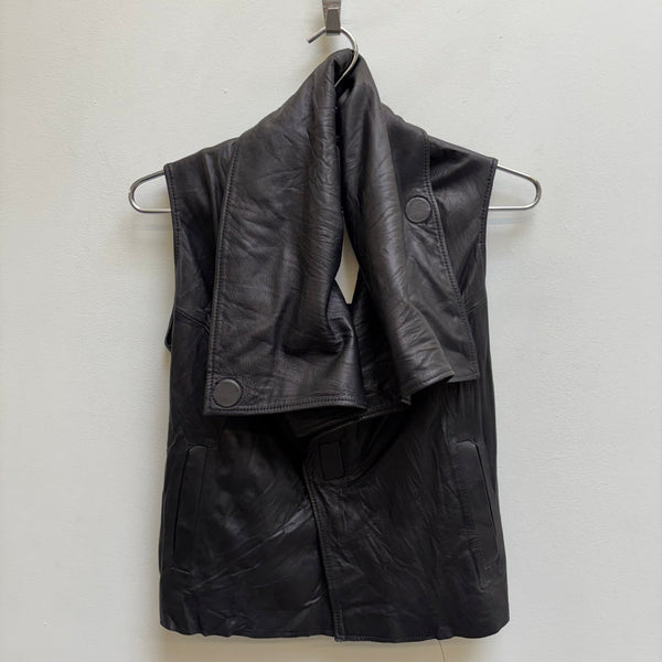 Grai Drape Neck Leather Vest