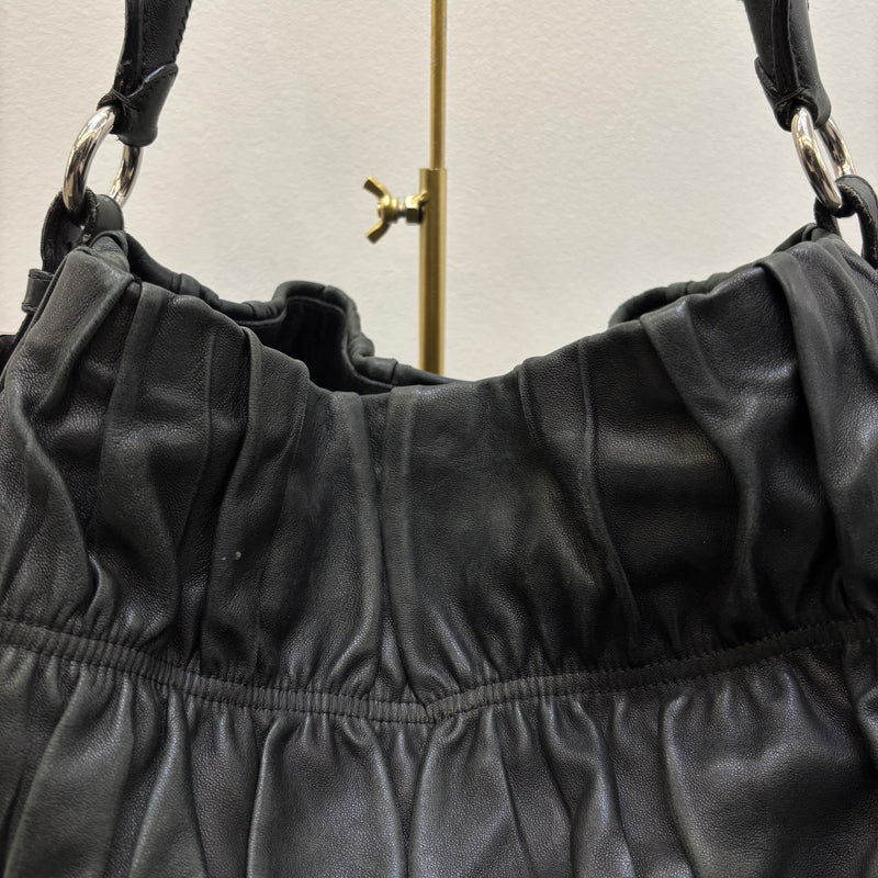 Prada Gaufre Leather Shoulder Hobo Bag