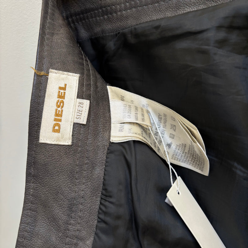 Diesel Sea Green Perforated Lambskin Jeans