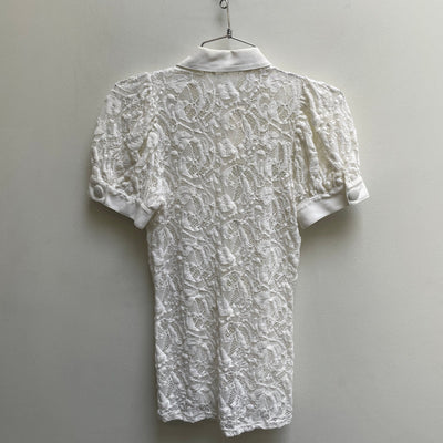 00s Anne Fontaine Lace Puff Sleeve Polo
