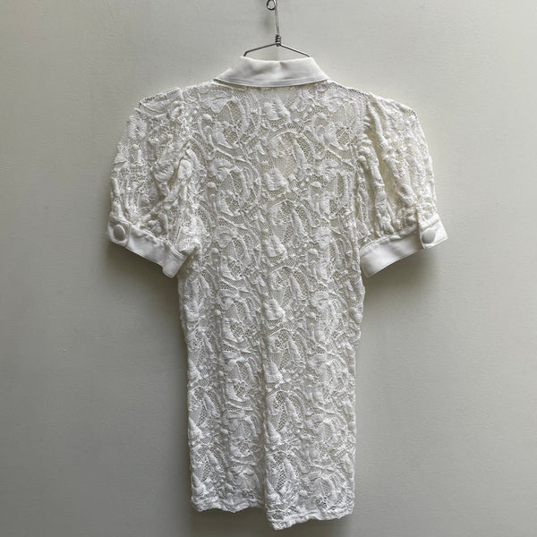 00s Anne Fontaine Lace Puff Sleeve Polo