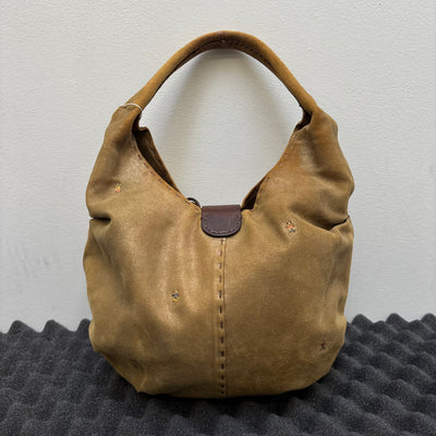 Henry Beguelin Embroidered Suede Leather Hobo Bag