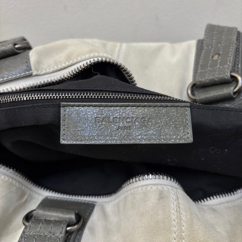 FW14 Balenciaga Suede Dual Pocket Duffle Bag