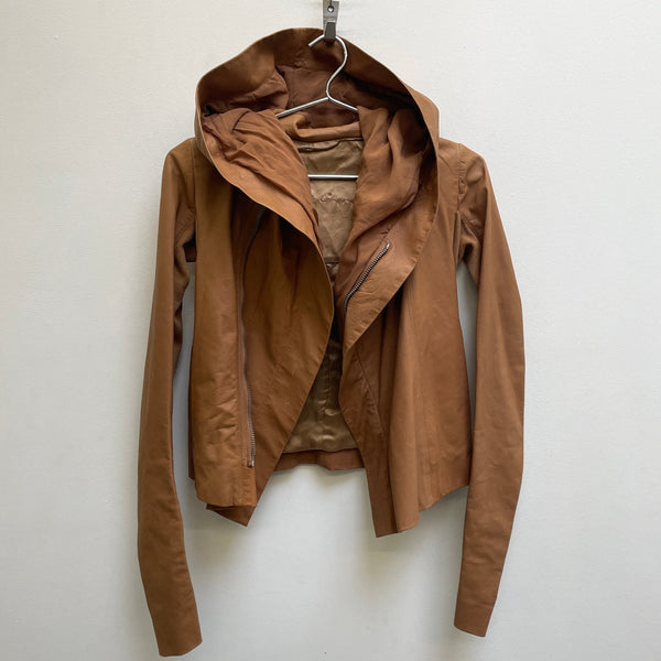 SS13 Rick Owens “ISLAND” Honey Leather Hooded Women’s Biker Jacket