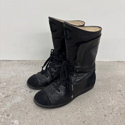 Chanel Perforated Leather Mid Length Sneakers