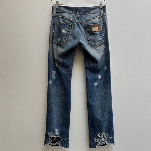 Dolce & Gabbana Studded Distressed Light Wash Jeans