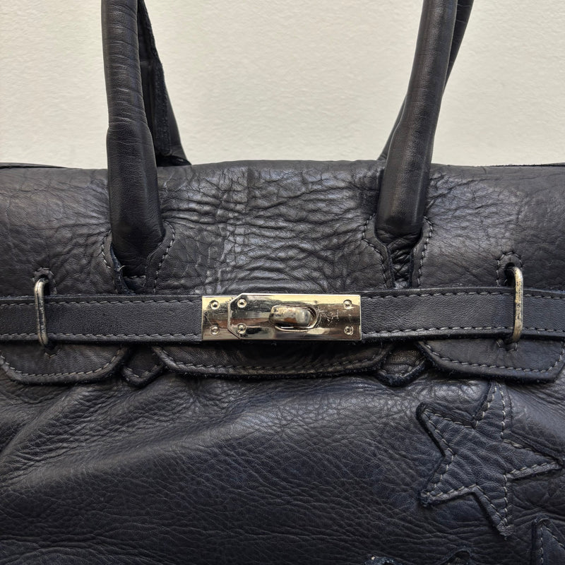 Firkin Navy Star Leather Handbag