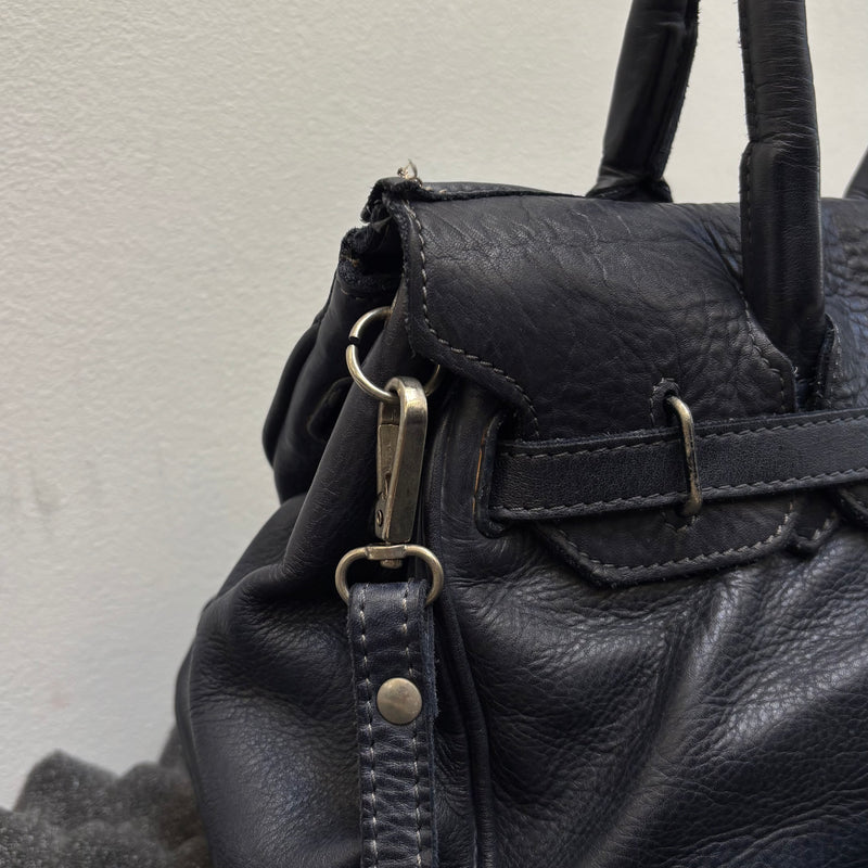 Firkin Navy Star Leather Handbag