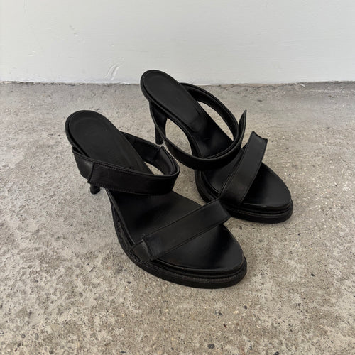 SS03 Ann Demeulemeester Velcro Strap Leather Sandal Heels