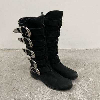 Giuseppe Zanotti X Balmain Suede Bluckle Boots