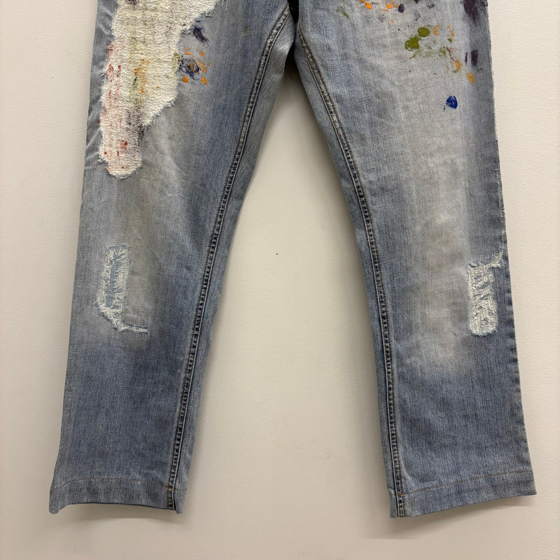 00s Dolce & Gabbana Paint Splattered Distressed Jeans