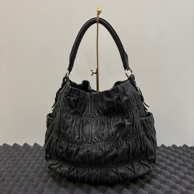Prada Gaufre Leather Shoulder Hobo Bag