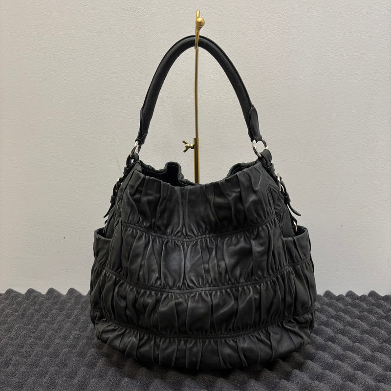 Prada Gaufre Leather Shoulder Hobo Bag