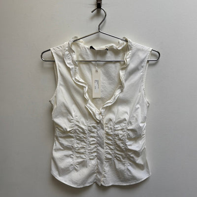 00s Prada Pleated Ruffle Tank Blouse