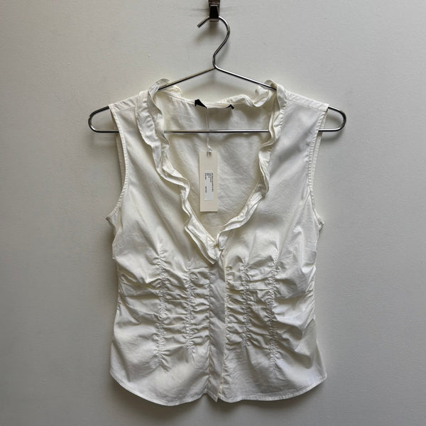 00s Prada Pleated Ruffle Tank Blouse