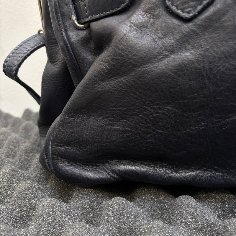 Firkin Navy Star Leather Handbag