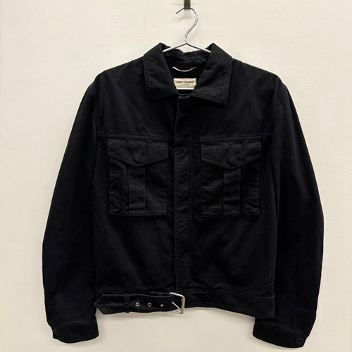 FW15 SAINT LAURENT BY HEDI SLIMANE BLACK TWILL UTILITY JACKET