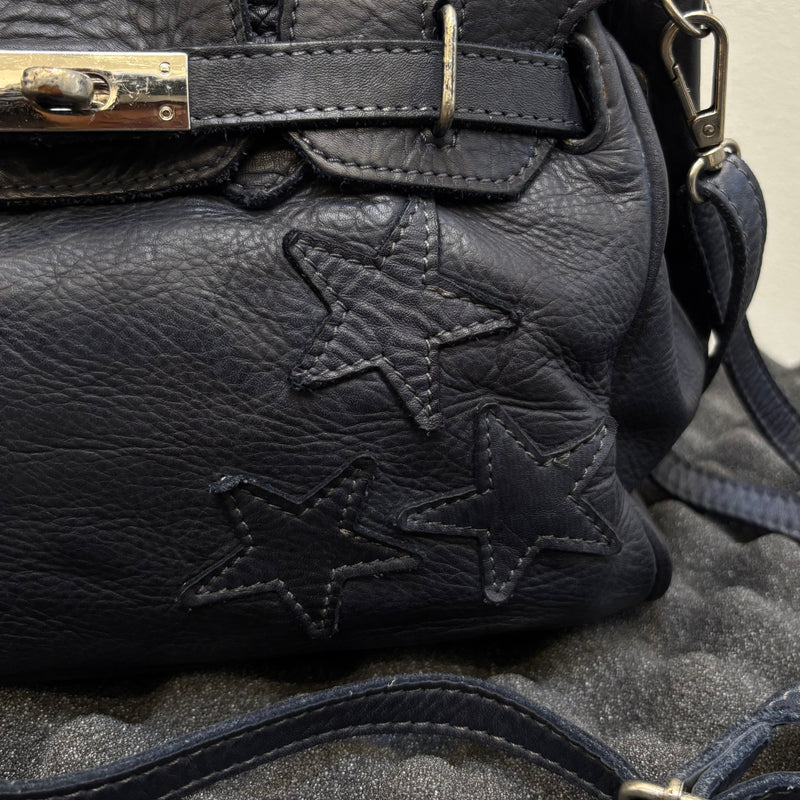 Firkin Navy Star Leather Handbag