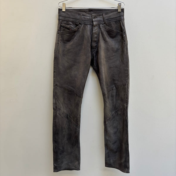 Diesel Sea Green Perforated Lambskin Jeans