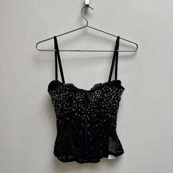 SS00 Dolce & Gabbana Rhinestone Mesh Corset Top