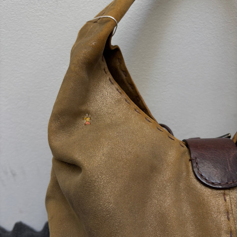 Henry Beguelin Embroidered Suede Leather Hobo Bag