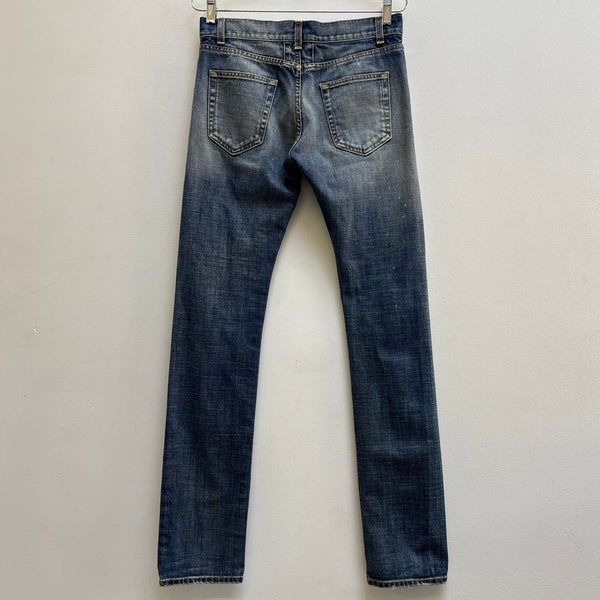 FW13 Saint Laurent Paris Splattered Mid Wash Jeans