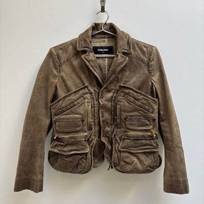 Dsquared2 Brown Waxed Pocketed Military Jacket
