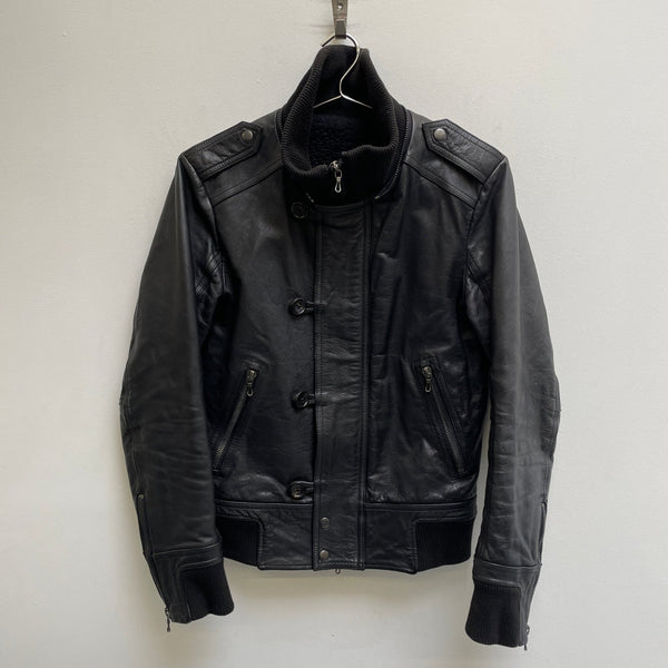 00s Shellac Cow Leather Bomber Jacket