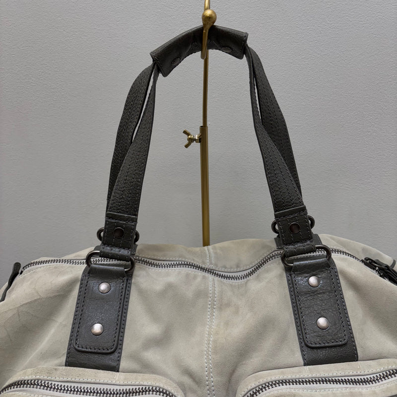 FW14 Balenciaga Suede Dual Pocket Duffle Bag