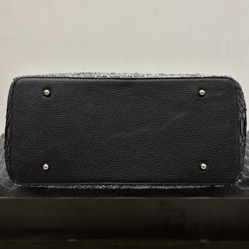 Tweed and Python Leather Firkin Handbag