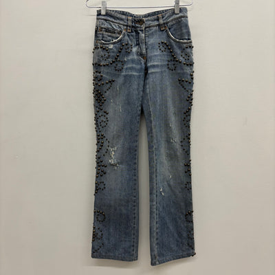 00s Dolce & Gabbana Studded Fur Pocket Jeans