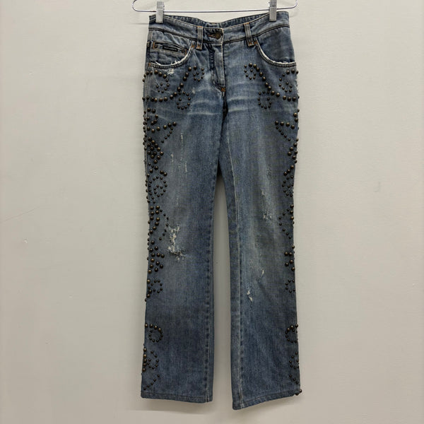 00s Dolce & Gabbana Studded Fur Pocket Jeans