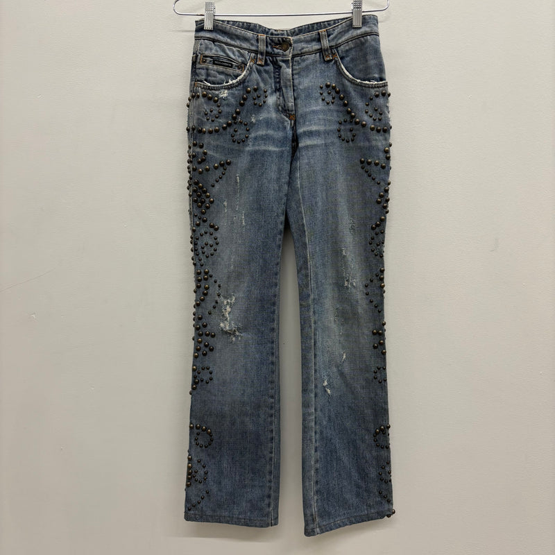 00s Dolce & Gabbana Studded Fur Pocket Jeans