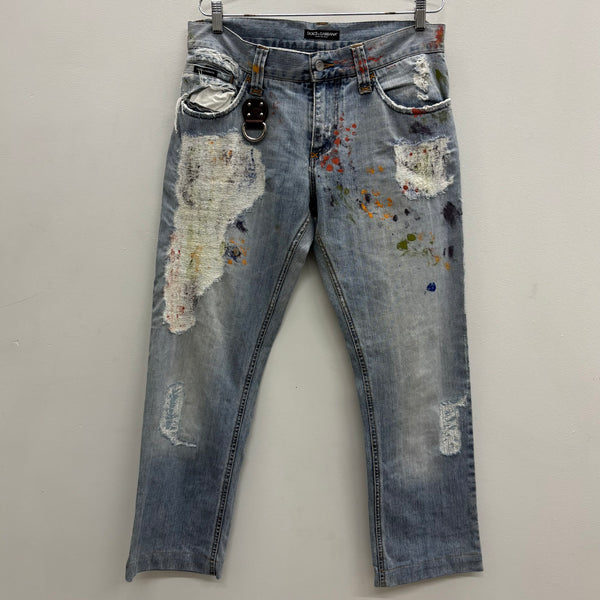 00s Dolce & Gabbana Paint Splattered Distressed Jeans