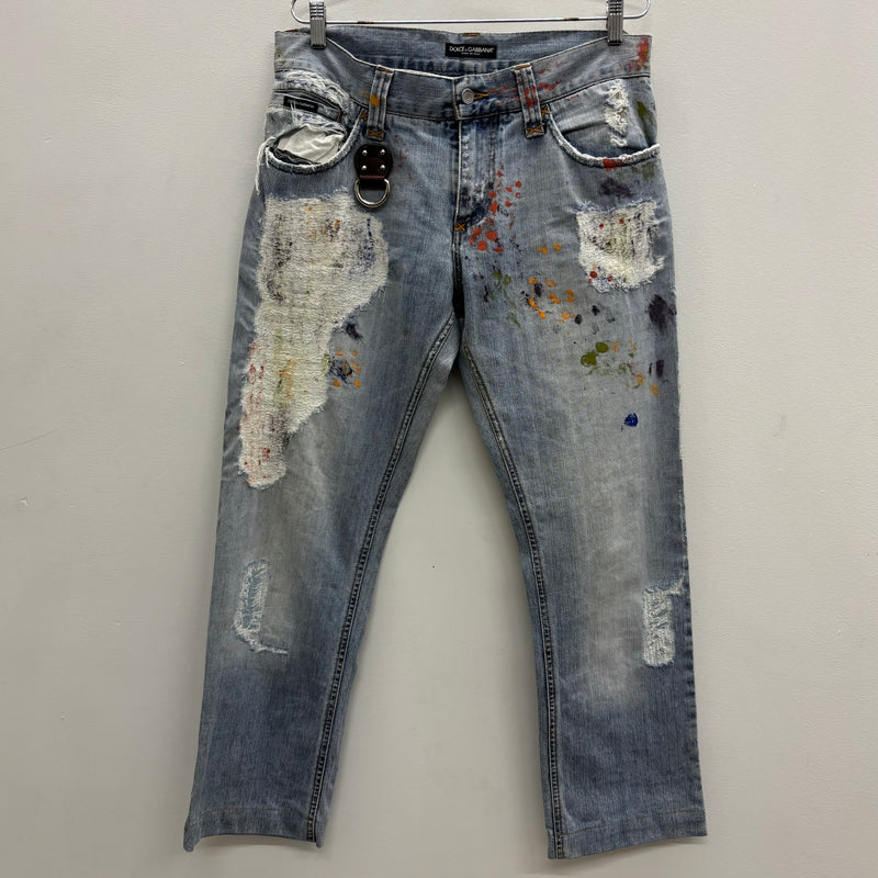 00s Dolce & Gabbana Paint Splattered Distressed Jeans