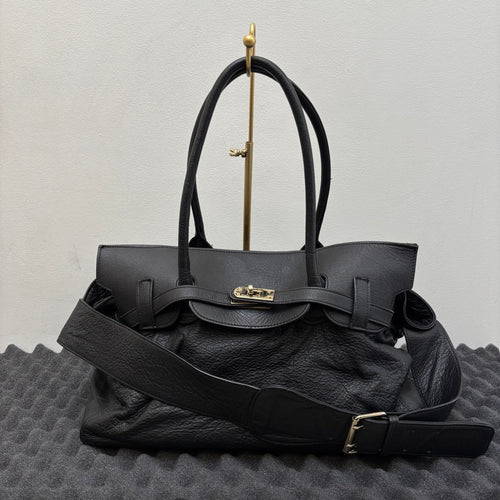 Large Textured Leather Firkin Shoulder Bag