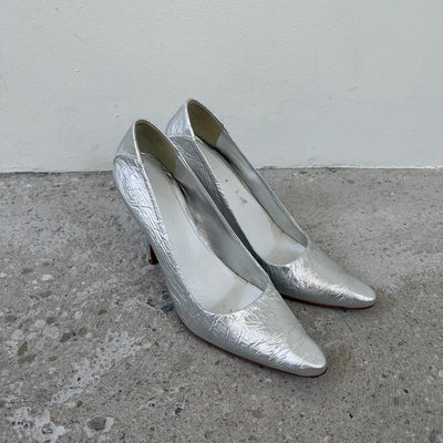 FW14 Maison Margiela Crinkled Metallic Pumps