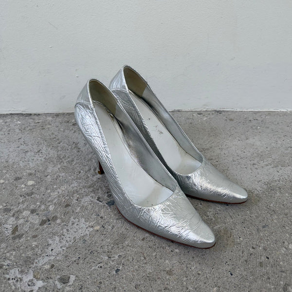 FW14 Maison Margiela Crinkled Metallic Pumps