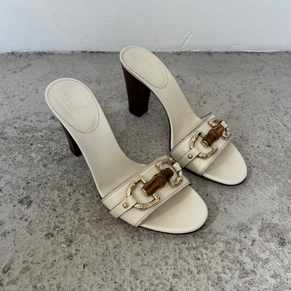 SS02 Gucci By Tom Ford Bamboo Horse Bit Leather Sandal Heels