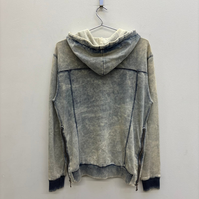 Balmain Semi Washed Zip Up Hoodie
