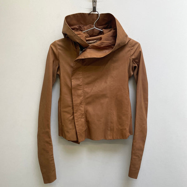 SS13 Rick Owens “ISLAND” Honey Leather Hooded Women’s Biker Jacket