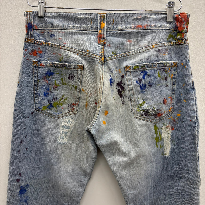 00s Dolce & Gabbana Paint Splattered Distressed Jeans