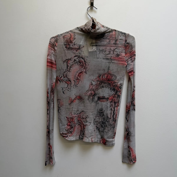 Acne Studios Semi-Sheer Patterned Turtleneck Top